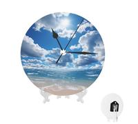 LPSRTWE Blue Sky and White Cloud Wall Clock 10 Inch Non-Ticking Silent Analog Wall Clock Battery Operated Clock Round Decorative Clocks for Office, Home, Bathroom, Kitchen, Bedroom, Living Room