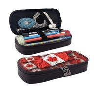 LPSRTWE Canadian flag Pencil Case Large Capacity Pen Pouch Leather Zipper Pencil Box Holder Portable Pen Bag for Women Men