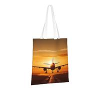 LPSRTWE Canvas Tote Bag Heavy Duty Handbags Reusable Grocery Shopping Bags Aircraft Plane at Sunset Gift Bags for Women