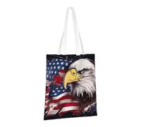 LPSRTWE Canvas Tote Bag Heavy Duty Handbags Reusable Grocery Shopping Bags America US Flag Bald Eagle Gift Bags for Women
