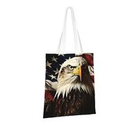 LPSRTWE Canvas Tote Bag Heavy Duty Handbags Reusable Grocery Shopping Bags Bald Eagle Flag Veterans Gift Bags for Women