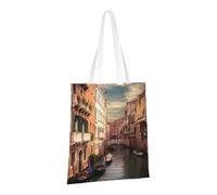 LPSRTWE Canvas Tote Bag Heavy Duty Handbags Reusable Grocery Shopping Bags Beautiful Venice Canal View Gift Bags for Women