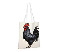 LPSRTWE Canvas Tote Bag Heavy Duty Handbags Reusable Grocery Shopping Bags Black Rooster Gift Bags for Women