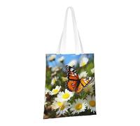 LPSRTWE Canvas Tote Bag Heavy Duty Handbags Reusable Grocery Shopping Bags Butterfly on Daisy Flower Gift Bags for Women