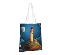 LPSRTWE Canvas Tote Bag Heavy Duty Handbags Reusable Grocery Shopping Bags Catoon Whale Lighthouse Gift Bags for Women