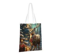 LPSRTWE Canvas Tote Bag Heavy Duty Handbags Reusable Grocery Shopping Bags Christmas Gift Reindeer Gift Bags for Women