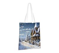 LPSRTWE Canvas Tote Bag Heavy Duty Handbags Reusable Grocery Shopping Bags Christmas Winter Happy Scene Gift Bags for Women