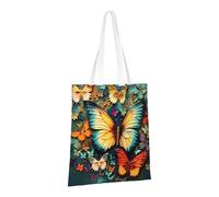 LPSRTWE Canvas Tote Bag Heavy Duty Handbags Reusable Grocery Shopping Bags Colorful Butterfly Embroidery Paintings Gift Bags for Women