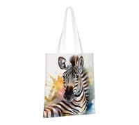 LPSRTWE Canvas Tote Bag Heavy Duty Handbags Reusable Grocery Shopping Bags Cute zebra watercolor Gift Bags for Women
