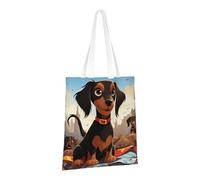 LPSRTWE Canvas Tote Bag Heavy Duty Handbags Reusable Grocery Shopping Bags I Love My Dog Dachshunds Gift Bags for Women