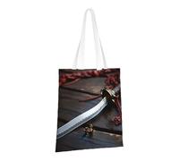 LPSRTWE Canvas Tote Bag Heavy Duty Handbags Reusable Grocery Shopping Bags Japan Samurai Sword Gift Bags for Women