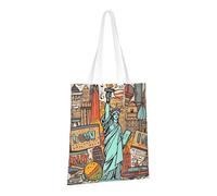 LPSRTWE Canvas Tote Bag Heavy Duty Handbags Reusable Grocery Shopping Bags New York American Theme Gift Bags for Women