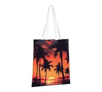 LPSRTWE Canvas Tote Bag Heavy Duty Handbags Reusable Grocery Shopping Bags Palm Tree Summer Sunset Gift Bags for Women