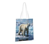 LPSRTWE Canvas Tote Bag Heavy Duty Handbags Reusable Grocery Shopping Bags Polar Bear Ice Gift Bags for Women
