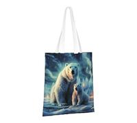 LPSRTWE Canvas Tote Bag Heavy Duty Handbags Reusable Grocery Shopping Bags Polar Bears Northern Lights Gift Bags for Women