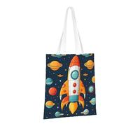 LPSRTWE Canvas Tote Bag Heavy Duty Handbags Reusable Grocery Shopping Bags rocket clipart space ship Gift Bags for Women