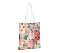 LPSRTWE Canvas Tote Bag Heavy Duty Handbags Reusable Grocery Shopping Bags Soft Color Pale Faded Mix of Roses Gift Bags for Women
