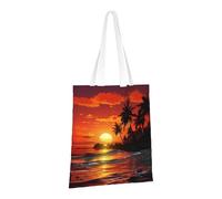 LPSRTWE Canvas Tote Bag Heavy Duty Handbags Reusable Grocery Shopping Bags Tropical Sunset Gift Bags for Women