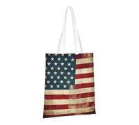 LPSRTWE Canvas Tote Bag Heavy Duty Handbags Reusable Grocery Shopping Bags Vintage American USA Flag Gift Bags for Women