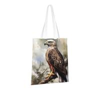 LPSRTWE Canvas Tote Bag Heavy Duty Handbags Reusable Grocery Shopping Bags Watercolor of Hawk Sitting in The Tree Gift Bags for Women