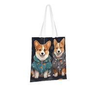 LPSRTWE Canvas Tote Bag Heavy Duty Handbags Reusable Grocery Shopping Bags Wearing Clothes Corgi Dogs Gift Bags for Women