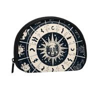 LPSRTWE Cat Flowers Mini Coin Purse Pouch Change Holder, Shell Shape Zip Around Wallet,Credit Card Holder for Women, Astrological Sign, One Size, Classic