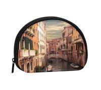 LPSRTWE Chemistry Print Mini Coin Purse Pouch Change Holder, Shell Shape Zip Around Wallet,Credit Card Holder for Women, Beautiful Venice Canal View, One Size, Classic