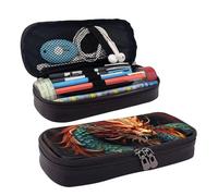 LPSRTWE Chinese Dragon Pencil Case Large Capacity Pen Pouch Leather Zipper Pencil Box Holder Portable Pen Bag for Women Men