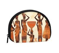 LPSRTWE Christmas Winter Happy Scene Mini Coin Purse Pouch Change Holder, Shell Shape Zip Around Wallet,Credit Card Holder for Women, African Tribal Woman, One Size, Classic