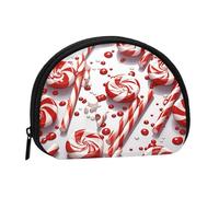LPSRTWE Colorful Cubes Mini Coin Purse Pouch Change Holder, Shell Shape Zip Around Wallet,Credit Card Holder for Women, Candy Cane, One Size, Classic