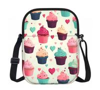 LPSRTWE Crossbody Bag Mini Phone Purses Cell Phone Bag for Men Women Wallet | Cupcake Candy Hearts Sweet Sling Bag Waterproof Shoulder Bag Adjustable Cell Phone Purses Travel Pouch