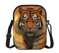 LPSRTWE Crossbody Bag Mini Phone Purses Cell Phone Bag for Men Women Wallet | Rising Sun Tiger Sling Bag Waterproof Shoulder Bag Adjustable Cell Phone Purses Travel Pouch