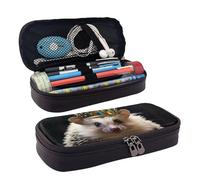 LPSRTWE Crown with Hedgehog Pencil Case Large Capacity Pen Pouch Leather Zipper Pencil Box Holder Portable Pen Bag for Women Men