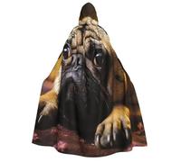 LPSRTWE Cry Pug Hooded Cloak Full Length Hooded Robe Witch Cape Halloween Cosplay Costumes for Women Men
