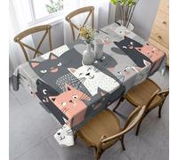 LPSRTWE Cute Funny Grey Cats Pattern Rectangle Tablecloths Heavy Duty Table Cloth Waterproof Spill-Proof Decorative Fabric Table Cover Wrinkle Free Dining Tablecloth for Kitchen Party 55" X 35"