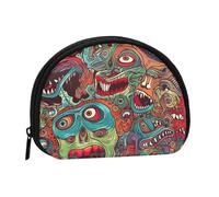 LPSRTWE Explosion Firework Mini Coin Purse Pouch Change Holder, Shell Shape Zip Around Wallet,Credit Card Holder for Women, Abstract Monster, One Size, Classic