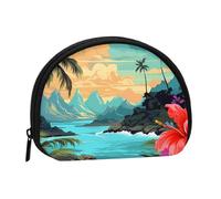 LPSRTWE Explosion Firework Mini Coin Purse Pouch Change Holder, Shell Shape Zip Around Wallet,Credit Card Holder for Women, Hello Hawaii, One Size