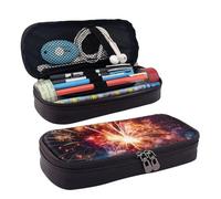 LPSRTWE Explosion Firework Pencil Case Large Capacity Pen Pouch Leather Zipper Pencil Box Holder Portable Pen Bag for Women Men