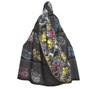 LPSRTWE Graffiti Skateboard Hooded Cloak Full Length Hooded Robe Witch Cape Halloween Cosplay Costumes for Women Men