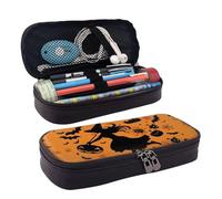 LPSRTWE Halloween Witch Flying Pencil Case Large Capacity Pen Pouch Leather Zipper Pencil Box Holder Portable Pen Bag for Women Men