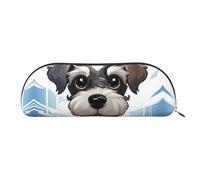 LPSRTWE Leather Pencil Case adorable schnauzer Pen Bag with Zipper Makeup Pouch Small Pencil Bag for Work & Office