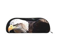 LPSRTWE Leather Pencil Case An Eagle Pen Bag with Zipper Makeup Pouch Small Pencil Bag for Work & Office, Gold, One Size