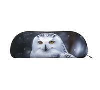 LPSRTWE Leather Pencil Case Arctic Owl Pen Bag with Zipper Makeup Pouch Small Pencil Bag for Work & Office, Silver, One Size