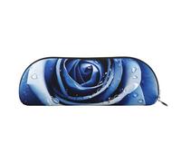 LPSRTWE Leather Pencil Case Beautiful Blue Rose Illustration Pen Bag with Zipper Makeup Pouch Small Pencil Bag for Work & Office, Gold, One Size