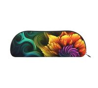 LPSRTWE Leather Pencil Case Colored flower Pen Bag with Zipper Makeup Pouch Small Pencil Bag for Work & Office, Silver, One Size