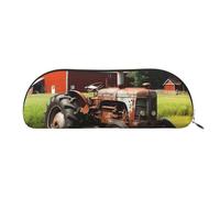LPSRTWE Leather Pencil Case Company Farm Tractor Pen Bag with Zipper Makeup Pouch Small Pencil Bag for Work & Office, Gold, One Size