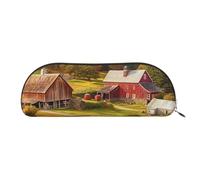 LPSRTWE Leather Pencil Case Country Farm Pen Bag with Zipper Makeup Pouch Small Pencil Bag for Work & Office, Gold, One Size
