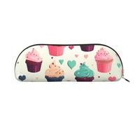 LPSRTWE Leather Pencil Case Cupcake candy hearts sweet Pen Bag with Zipper Makeup Pouch Small Pencil Bag for Work & Office, Gold, One size