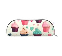 LPSRTWE Leather Pencil Case Cupcake candy hearts sweet Pen Bag with Zipper Makeup Pouch Small Pencil Bag for Work & Office, Silver, One size