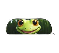 LPSRTWE Leather Pencil Case cute frog Pen Bag with Zipper Makeup Pouch Small Pencil Bag for Work & Office, Gold, One Size